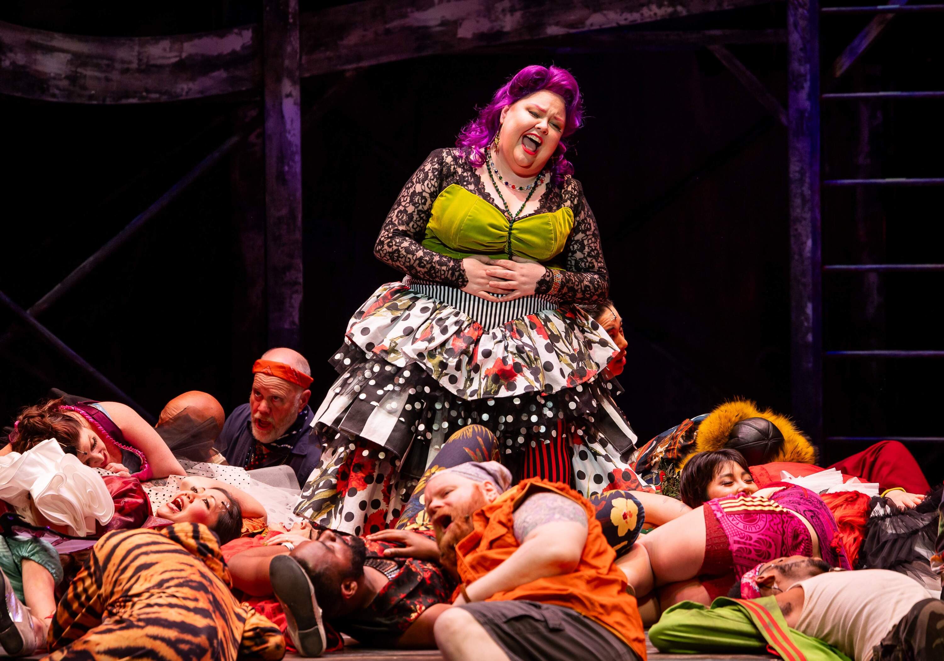 Jamie Barton as Nettie Fowler (center) with the cast of Boston Lyric Opera's "Carousel." (Courtesy Nile Scott Studios)