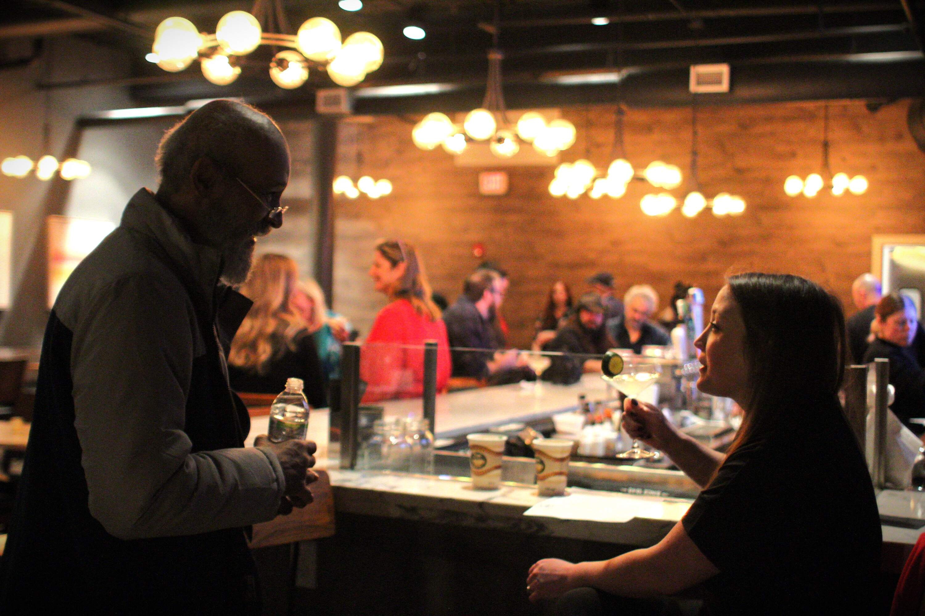 Patrons at the New Bedford Harbor Hotel. (Ben Berke/The Public’s Radio)