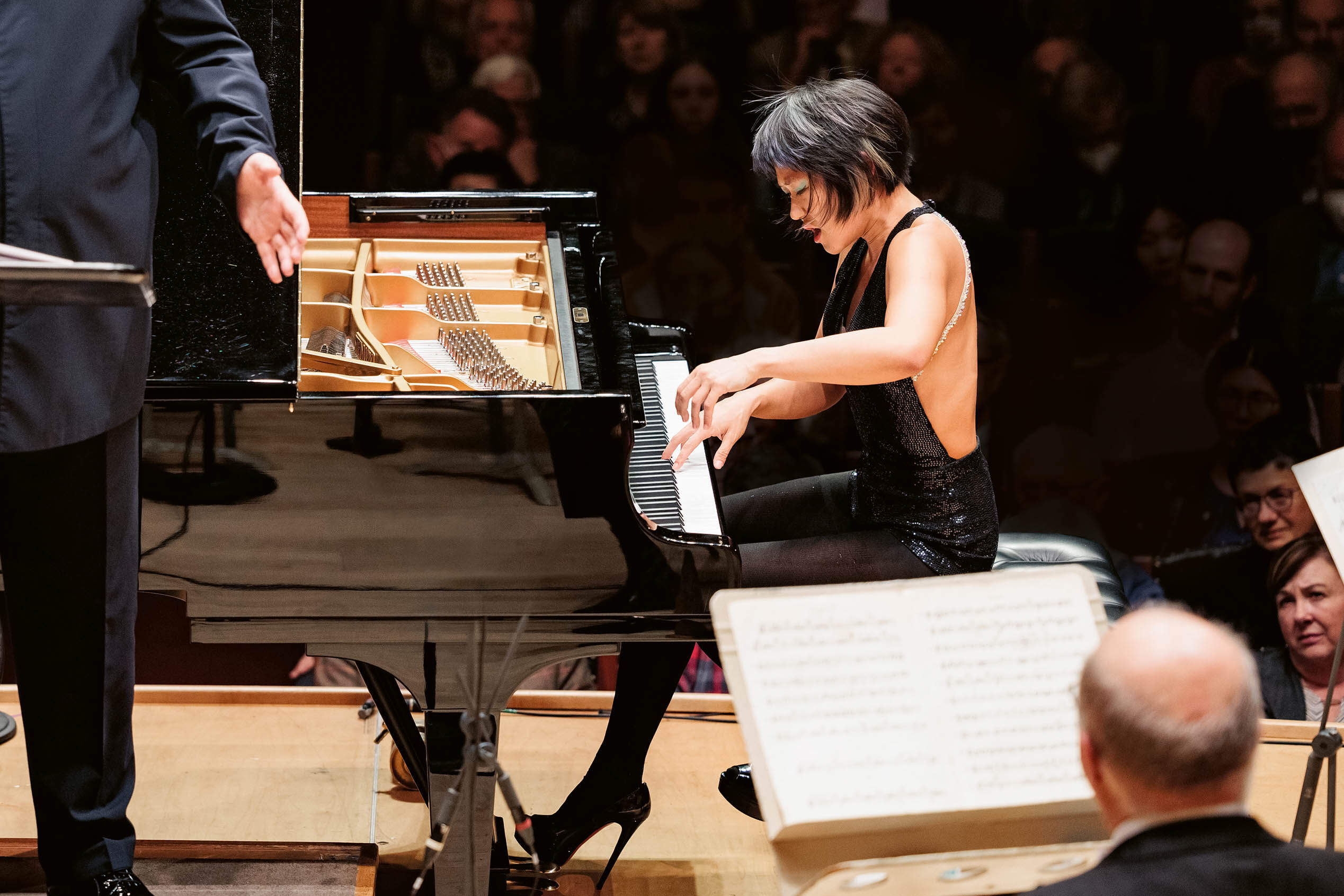 Yuja Wang performing with Andris Nelsons and the Boston Symphony Orchestra. (Courtesy Aram Boghosian)