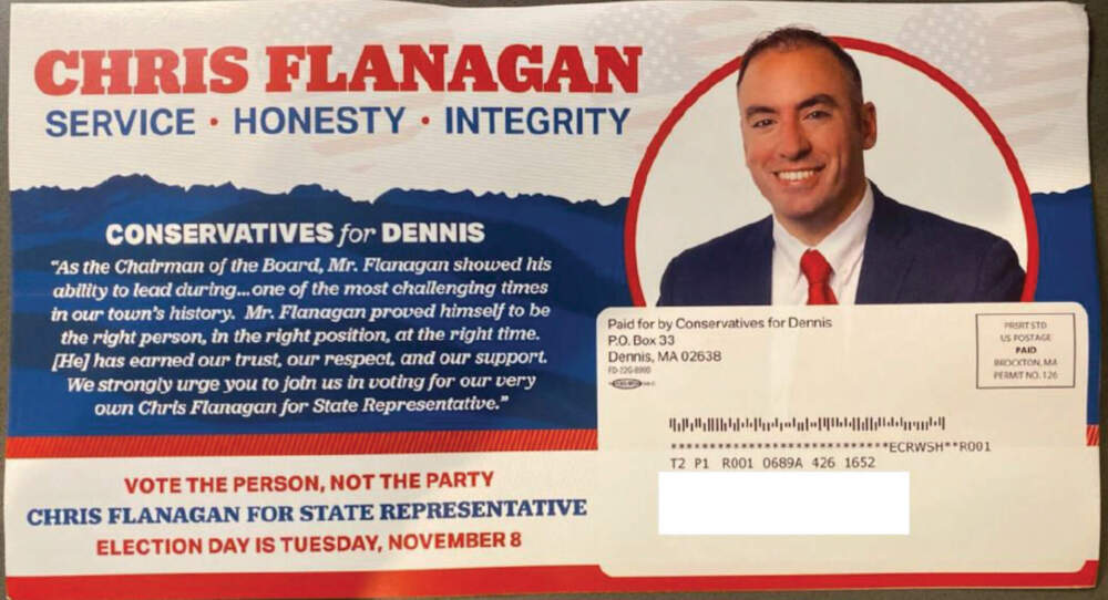 An image of the mailer Flanagan's campaign sent out, that he later admitted was falsified. (U.S. Attorney's Office)