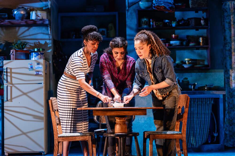 From left, Yesenia Iglesias, Jessica Pimentel and Evelyn Howe in "Don't Eat the Mangos" at The Huntington. (Courtesy Marc J. Franklin)