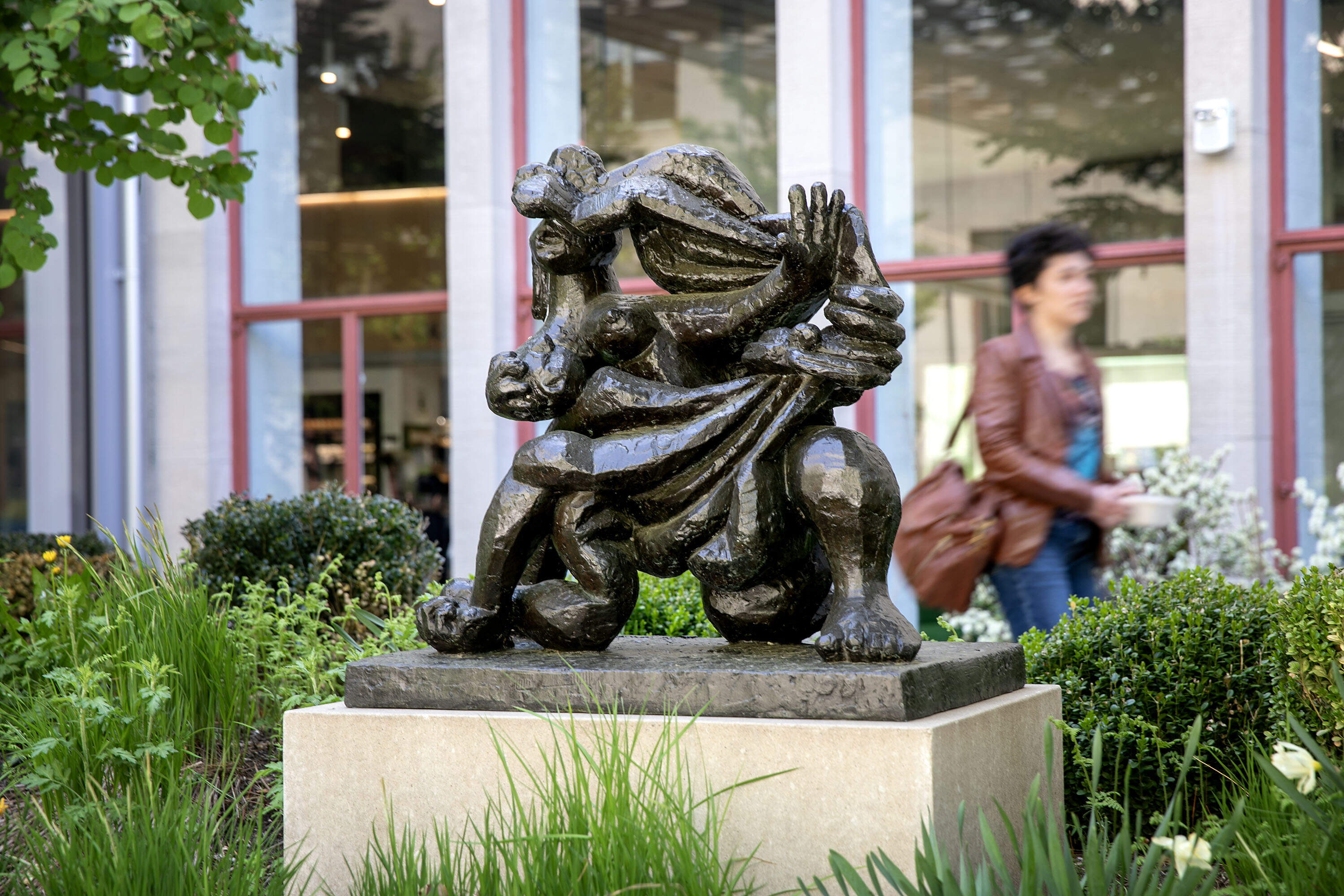 Hagar in the Desert by Jacques Lipchitz at MIT's Hayden Memorial Library courtyard. (Robin Lubbock/WBUR)
