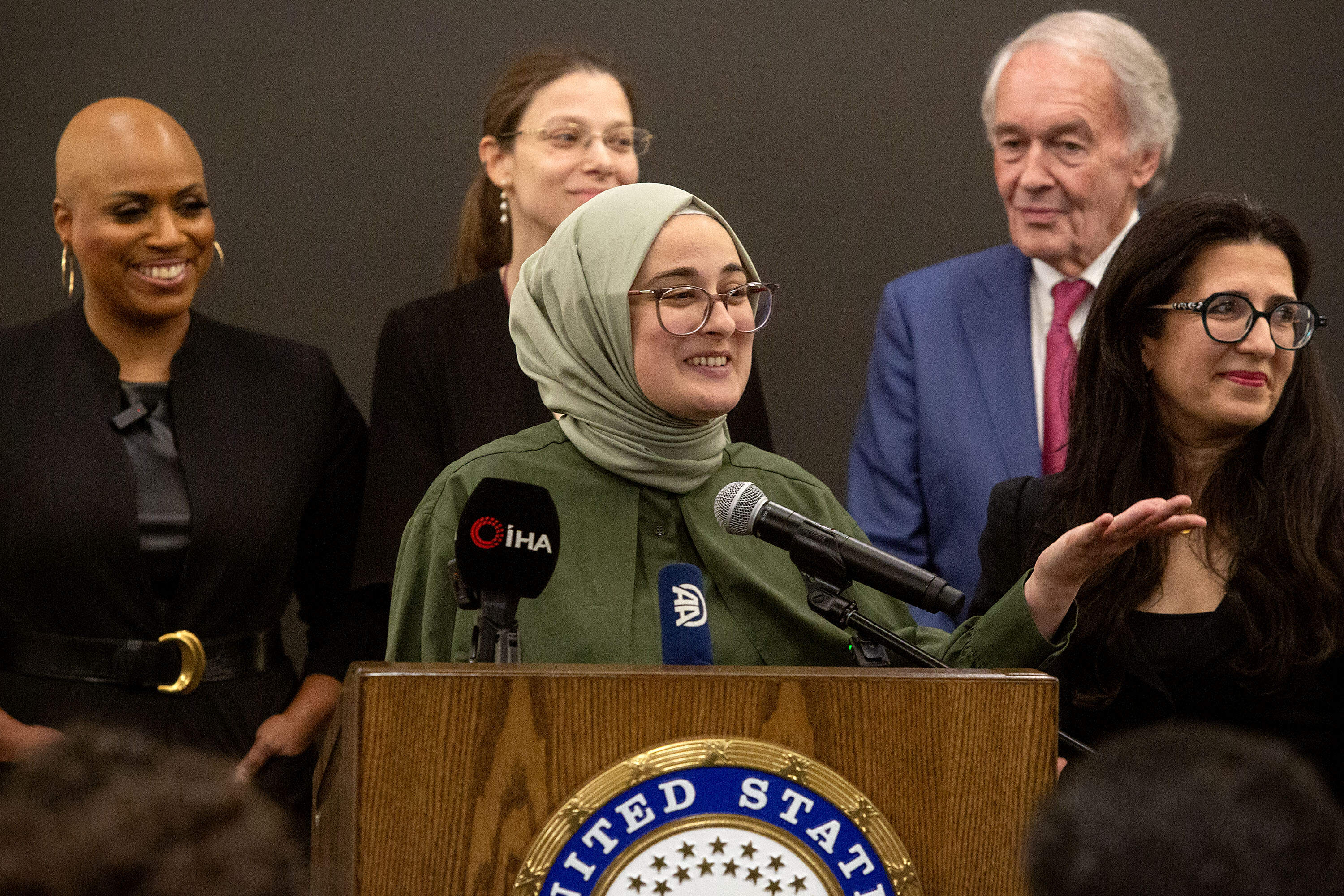 Öztürk arrives at Logan Airport after 6 weeks in ICE detention