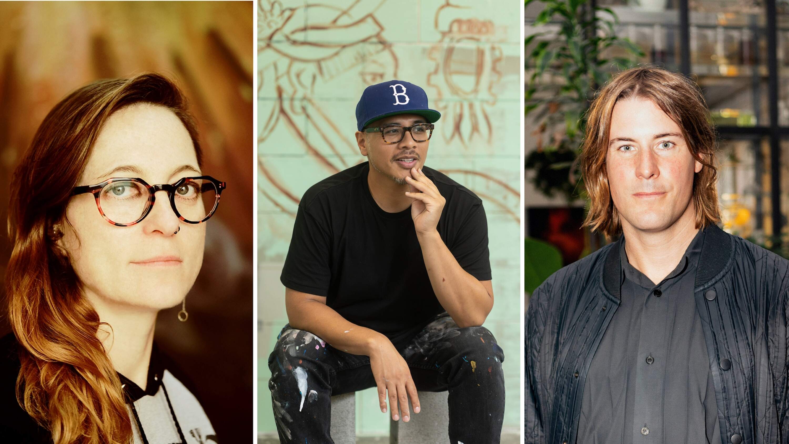 Artists Adela Goldbard, Patrick Martinez and Julian Charrière are showing work in Boston's Triennial. (Photos courtesy the artist; Fernando Etulain; Nora Heinisch)
