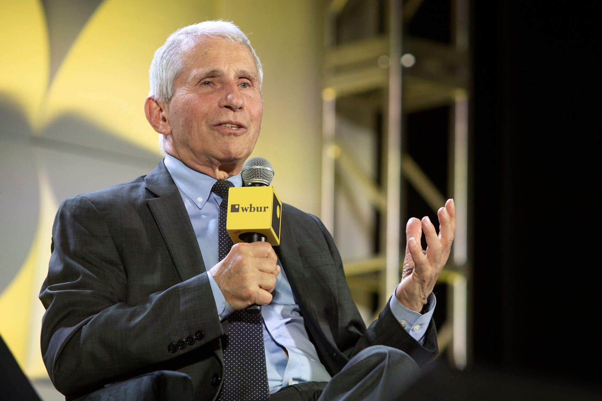 Dr. Anthony Fauci speaks at The WBUR Festival on Saturday. (Robin Lubbock/WBUR)