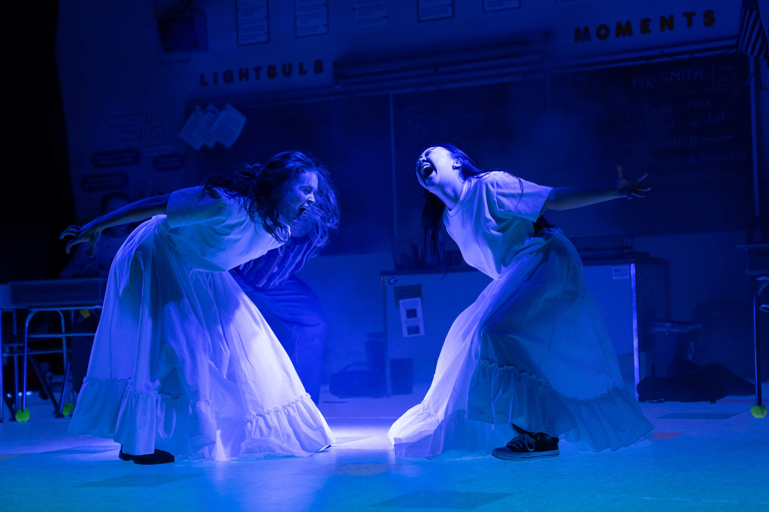 Sadie Sink and Amalia Yoo perform in "John Proctor is the Villain." (Courtesy of Julieta Cervantes)