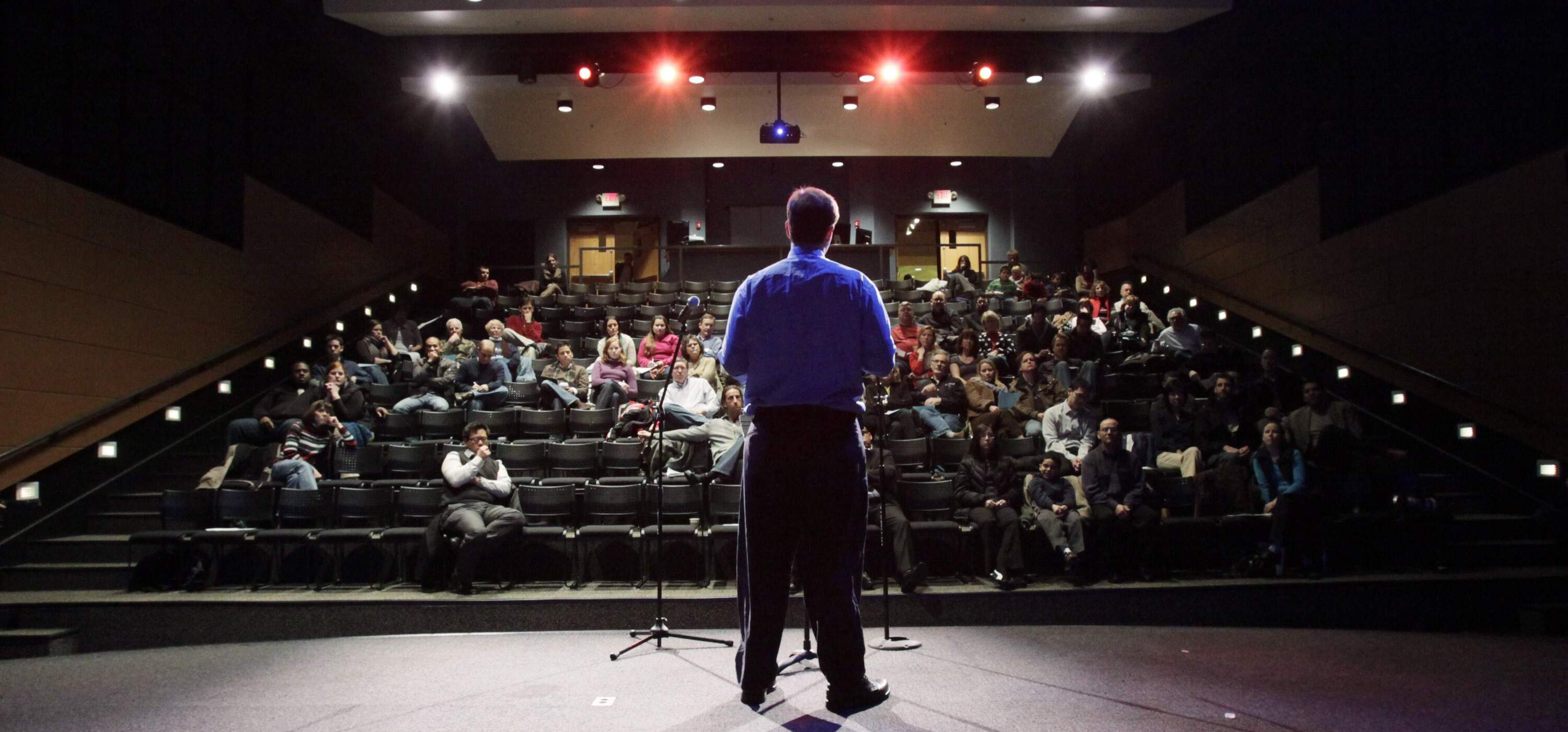 Matt Soerens, U.S. Church Training specialist for World Relief, speaks in front of a crowd. (Charles Rex Arbogast/AP)