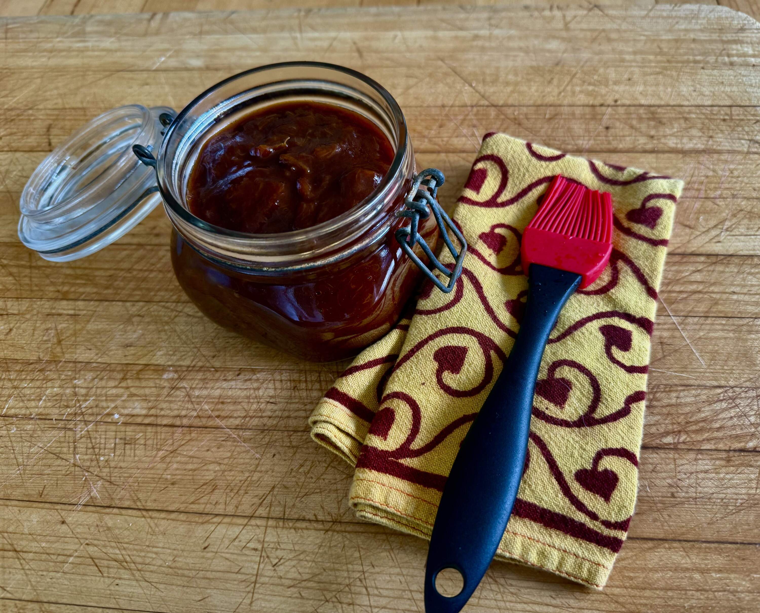 Rhubarb-ginger BBQ sauce. (Kathy Gunst/Here & Now)