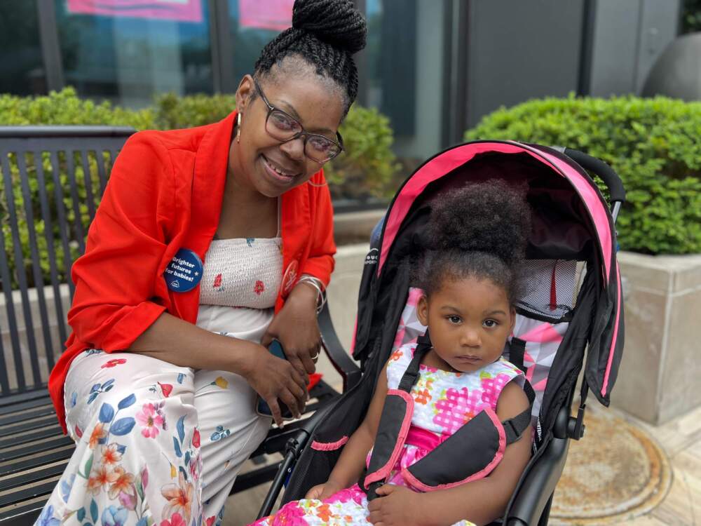 Felicia Harvelle of Richmond, Virginia, and her granddaughter Liberty. (Asma Khalid/Here & Now)