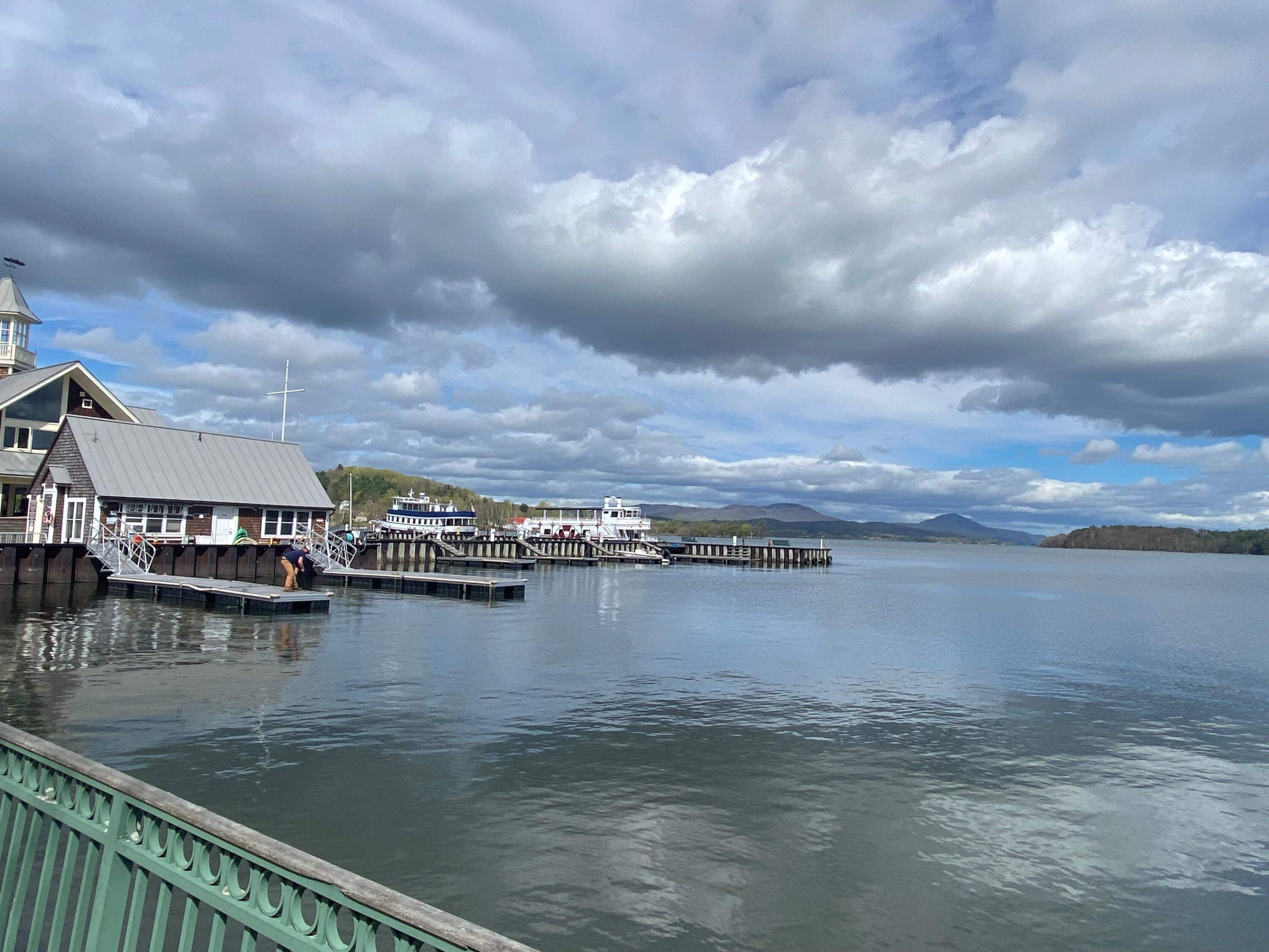 Lake Memphremagog, looking north toward Canada from the town of Newport. (Anthony Brooks/WBUR)