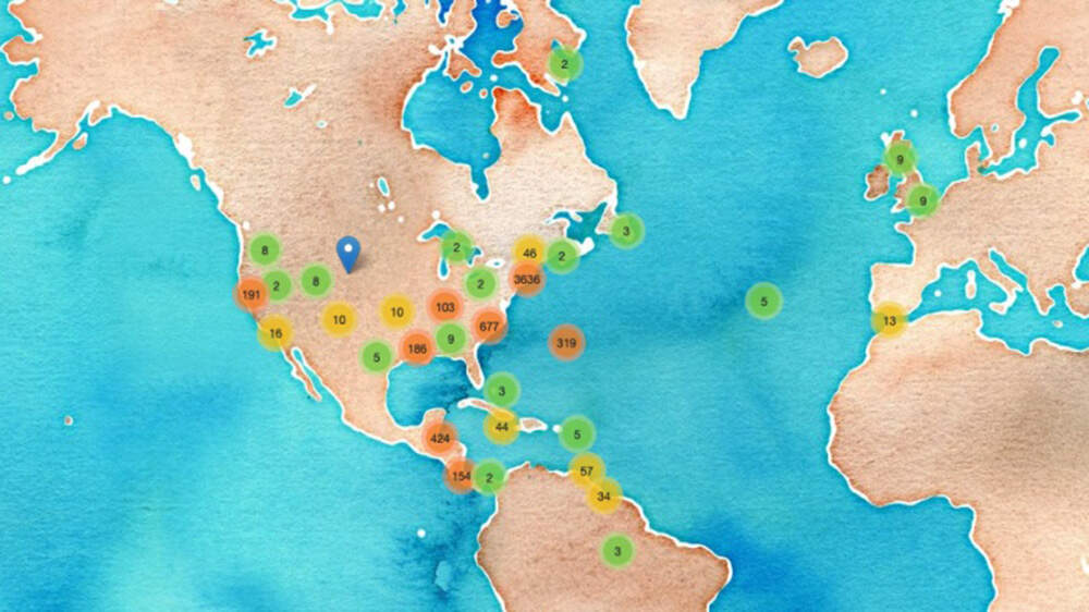 A map of charting the locations of slave owners and Indigenous people. (Stolen Relations project via The Public's Radio)