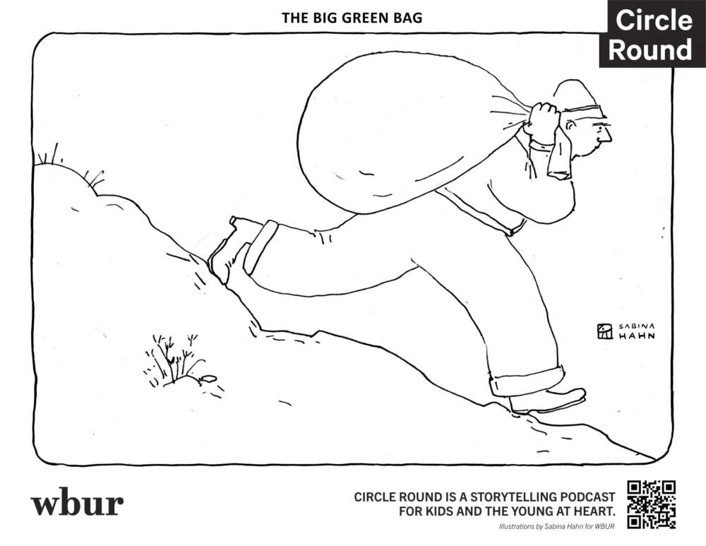 A man with a bag. (Sabina Hahn for WBUR)