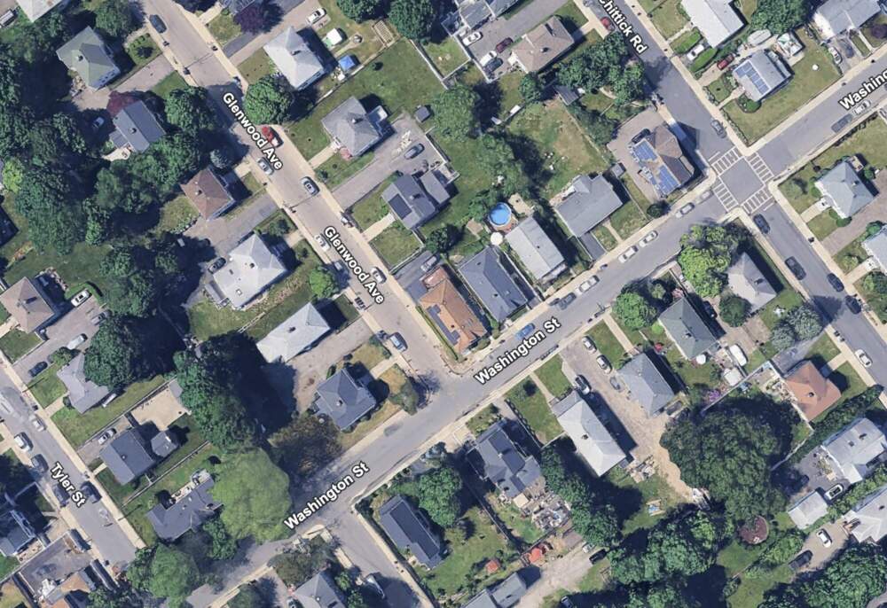 This Google Earth image of Hyde Park shows the approximate location of a bus crash that killed a Boston Public Schools kindergartener in April. (Google Earth)