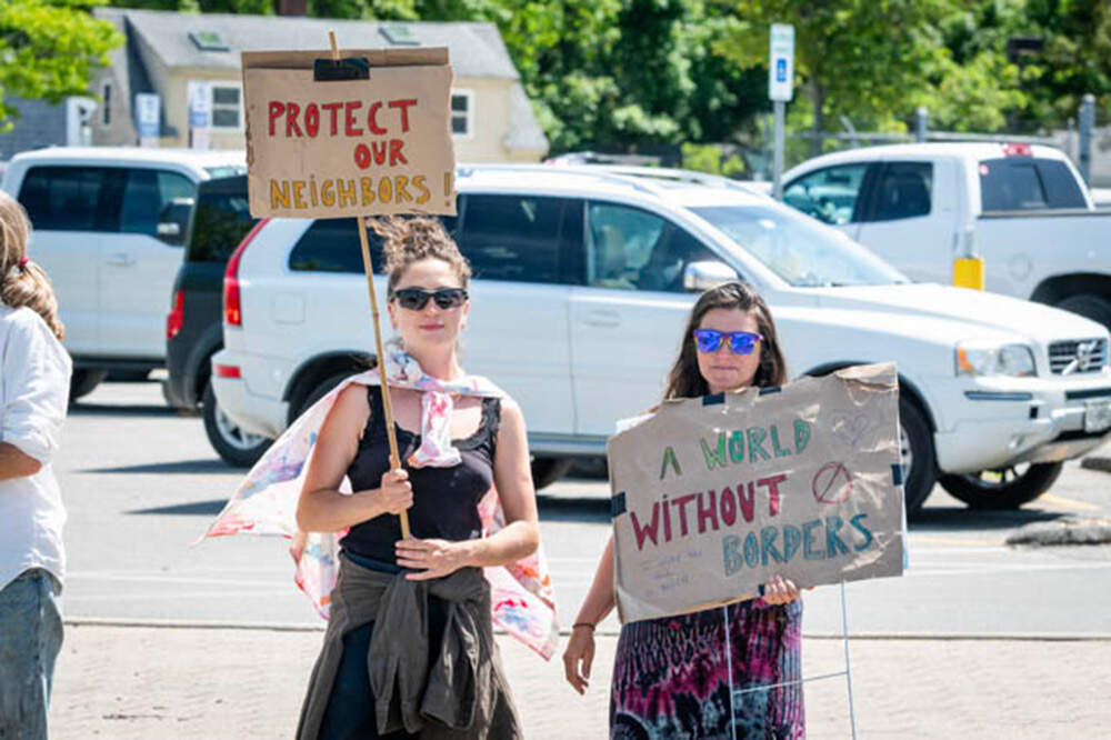 Protests were held in Vineyard Haven. (Ray Ewing/Vineyard Gazette)
