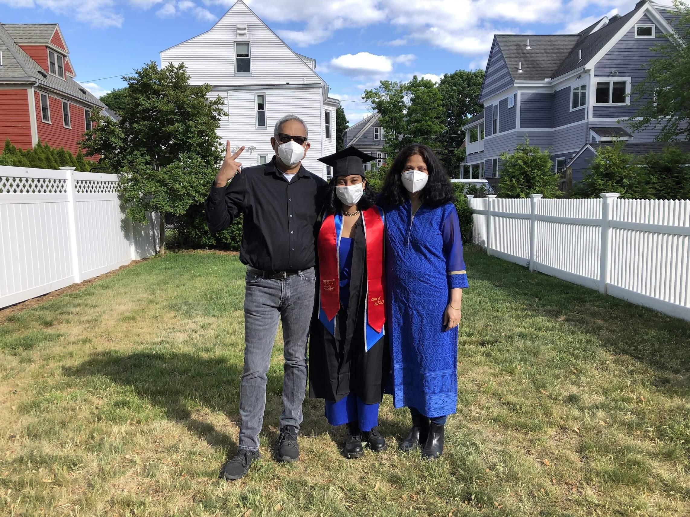Kalyani Saxena and her parents on graduation day in 2020. (Courtesy of Kalyani Saxena)