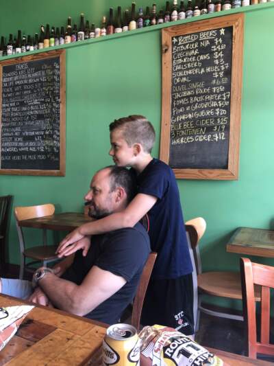 The author's husband and son at The Cask Cafe. (Courtesy Kate Neale Cooper)
