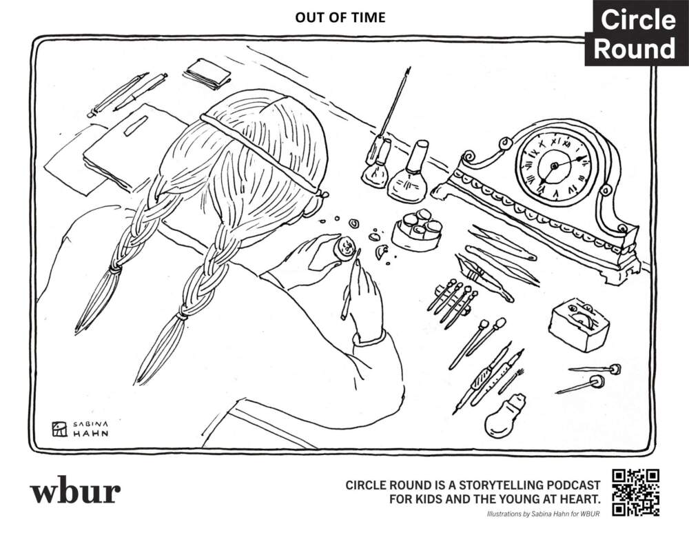 A person working on a clock. (Sabina Hahn for WBUR)