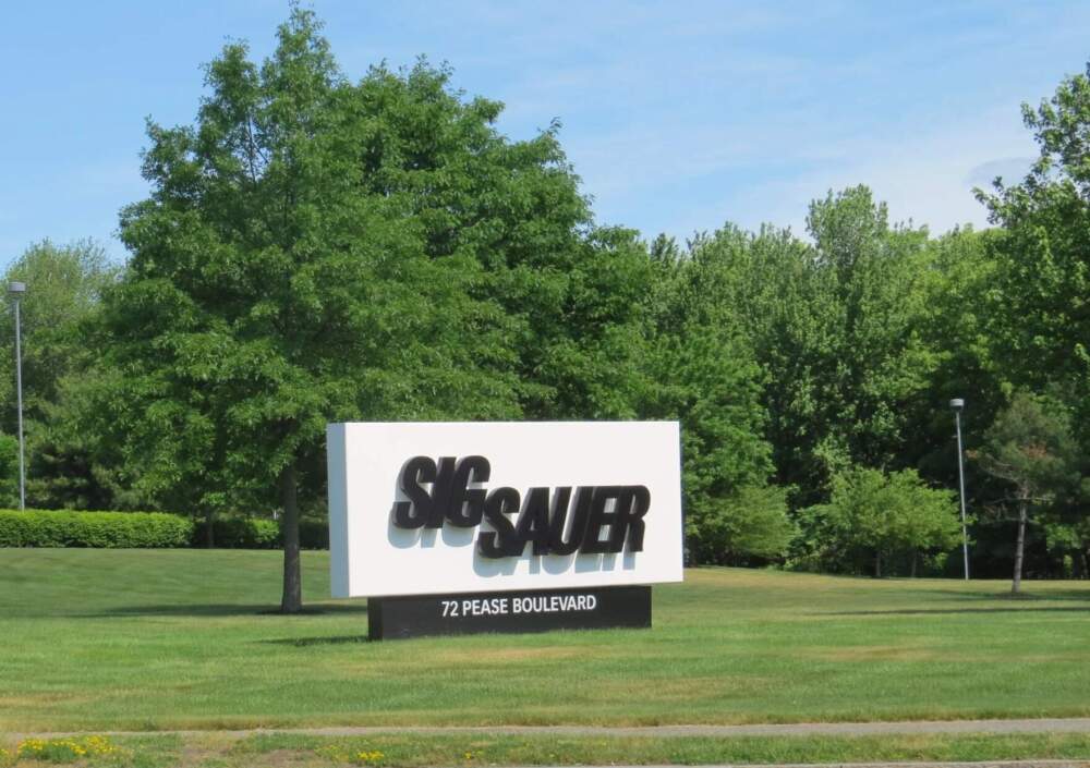 The Sig Sauer corporate office location at Pease International Tradeport in Newington, New Hampshire. (Dan Tuohy/NHPR)