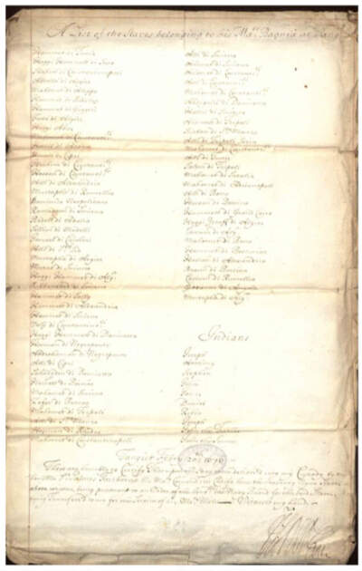 A list of Indigenous people from New England sent to Tangier. (Stolen Relations project via The Public's Radio)