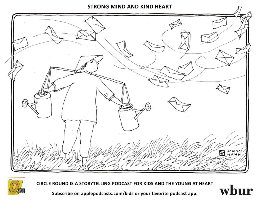 A person with watering cans. (Sabina Hahn for WBUR)