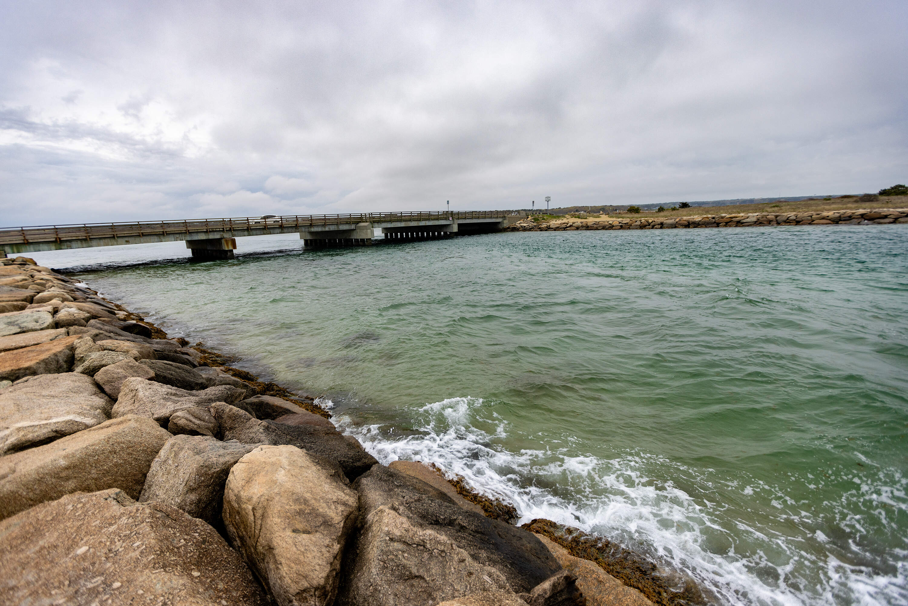 The American Legion Memorial Bridge, also known as the "Jaws Bridge," connects Edgartown and Oak Bluffs, the location of one of the most iconic scenes in the movie Jaws. (Jesse Costa/WBUR)