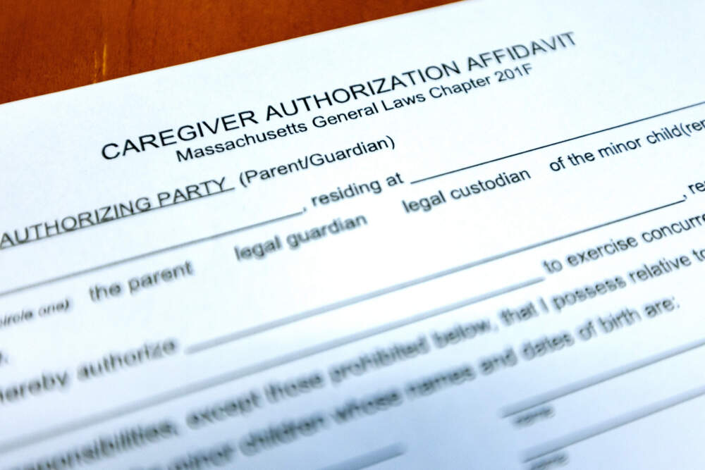 A caregiver authorization affidavit. (Jesse Costa/WBUR)