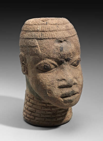 Commemorative head, 16th–17th century. Terracotta, iron. (Courtesy Museum of Fine Arts, Boston)