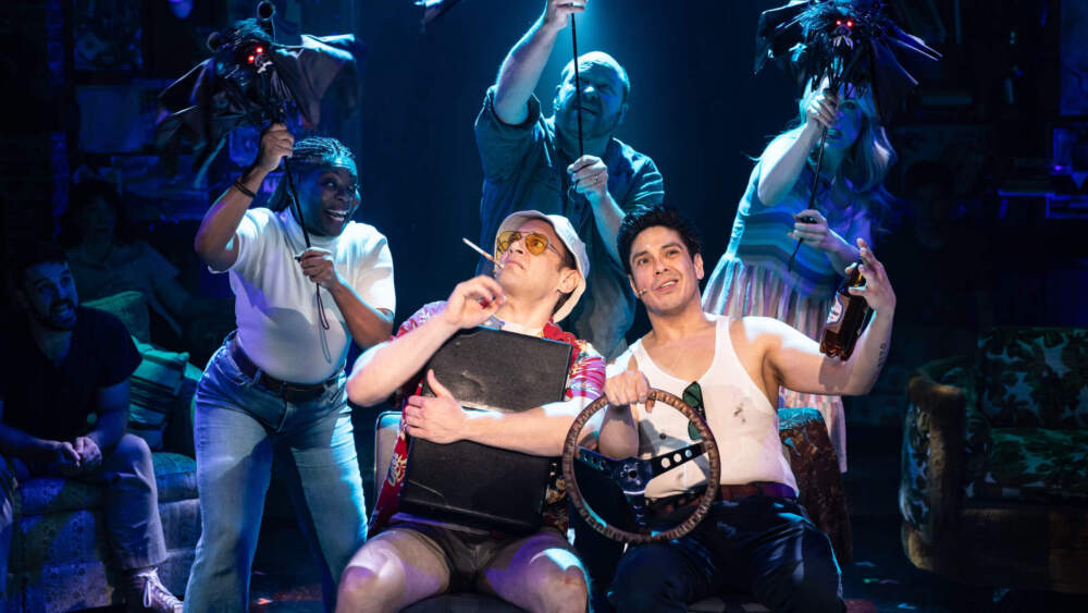 A scene inspired by "Fear and Loathing in Las Vegas," featuring Eric William Morris (left) as Hunter S. Thompson and George Salazar (right) as Oscar Zeta Acosta. (Courtesy of Christopher Mueller and Signature Theater)