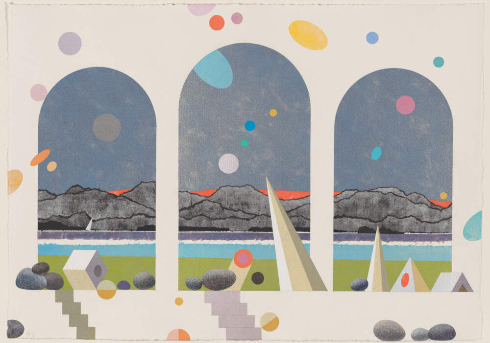 Edna Andrade, "Triptych Acadia," 1992. (Courtesy Harvard Art Museums/Fogg Museum, Rosenblatt Fund for Post-War American Art)