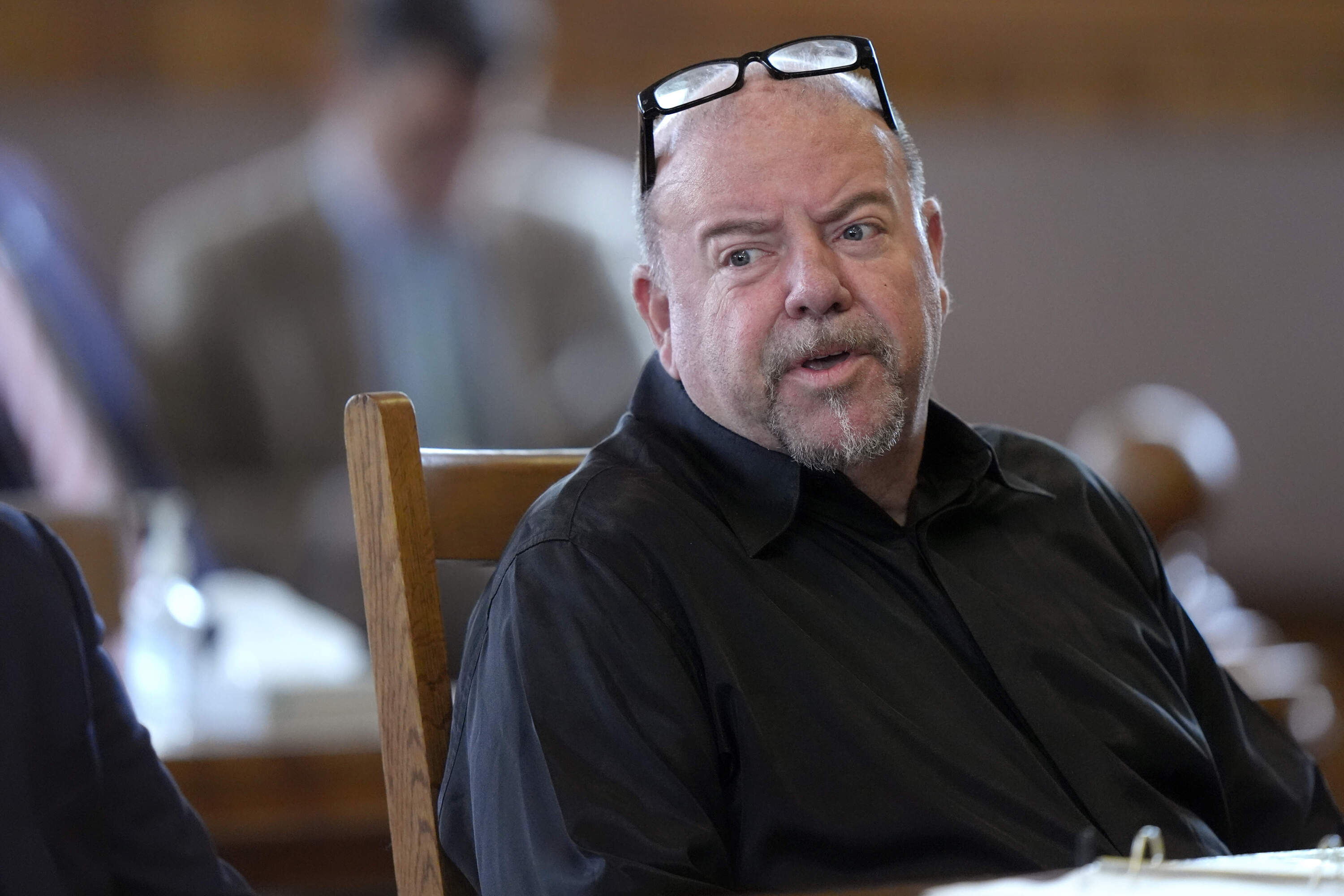 Steve Kramer is seated June 5, 2024, at Superior Court, in Laconia, N.H., during his arraignment in connection with charges of voter suppression and impersonating a candidate. (Steven Senne/AP)