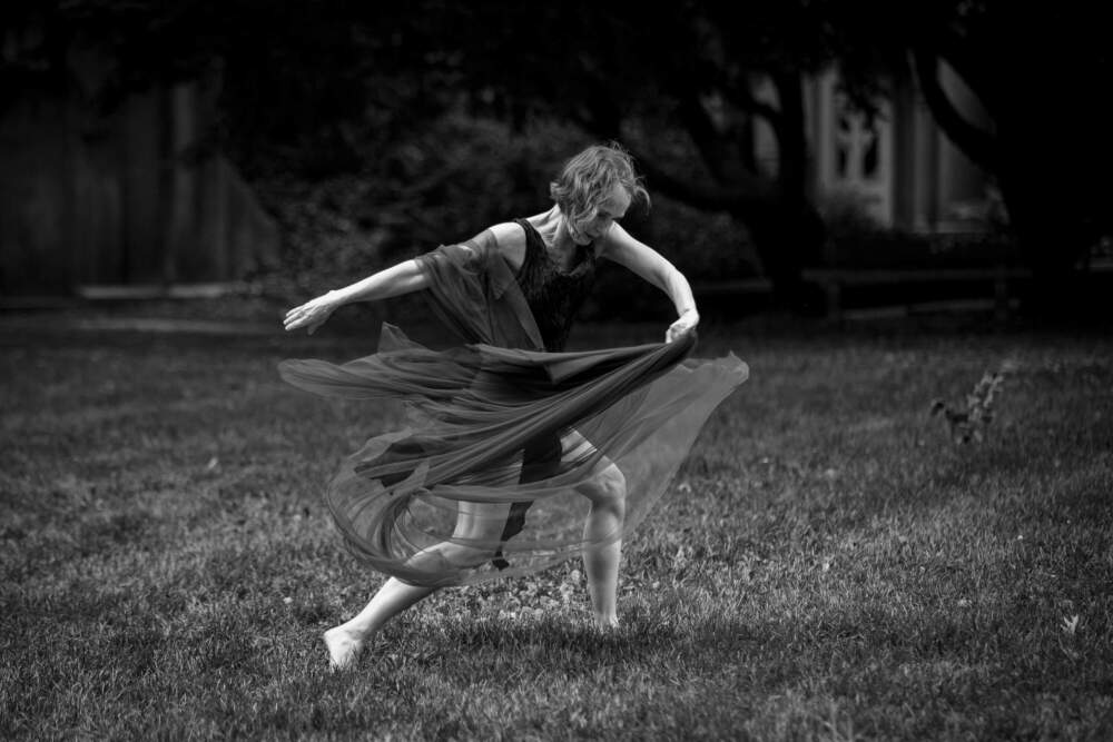 A dancer performing a piece by Kelli Edwards in Mount Auburn Cemetery. (Courtesy Julie Cordeiro)