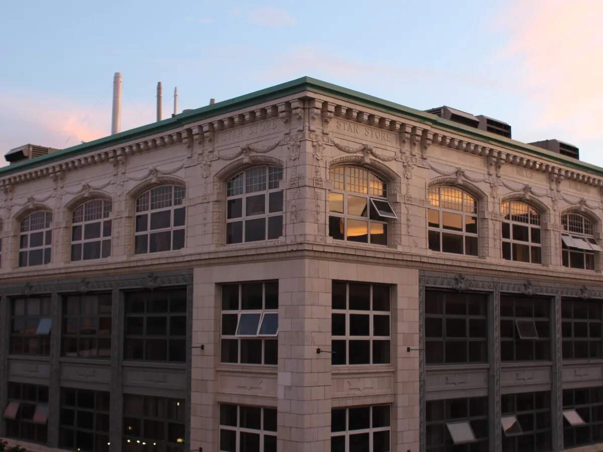 The Star Store once housed UMass Dartmouth's arts college, which closed abruptly in 2023. (Ben Berke/The Public's Radio)