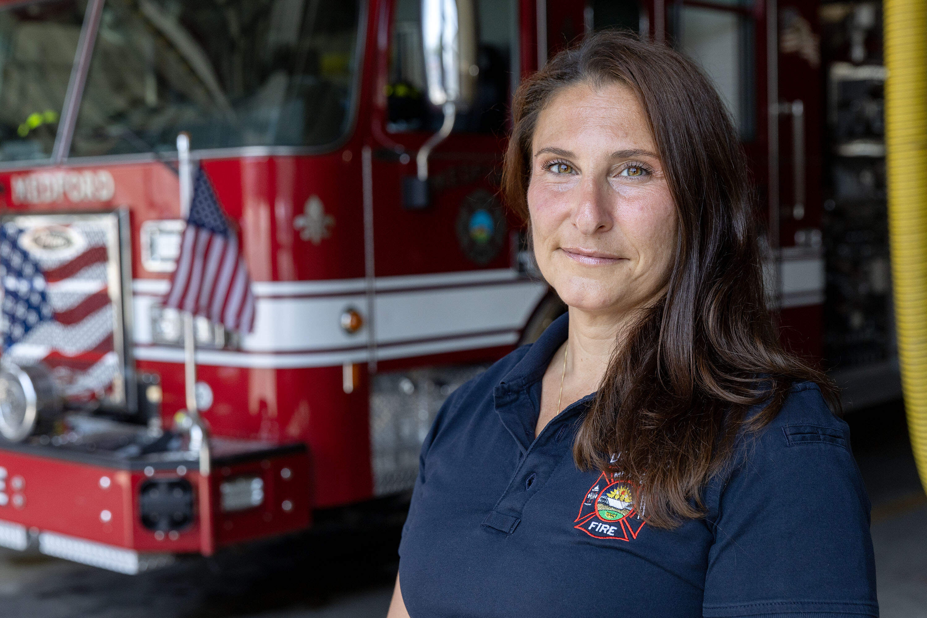 Lt. Danielle Marcellino at the Medford Fire Department. (Robin Lubbock/WBUR)