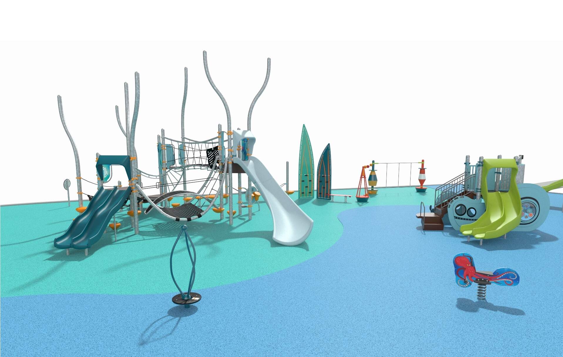 A rendering of the DCR playground currently under construction at Constitution Beach in East Boston. (Courtesy Sandy Libby/DCR)