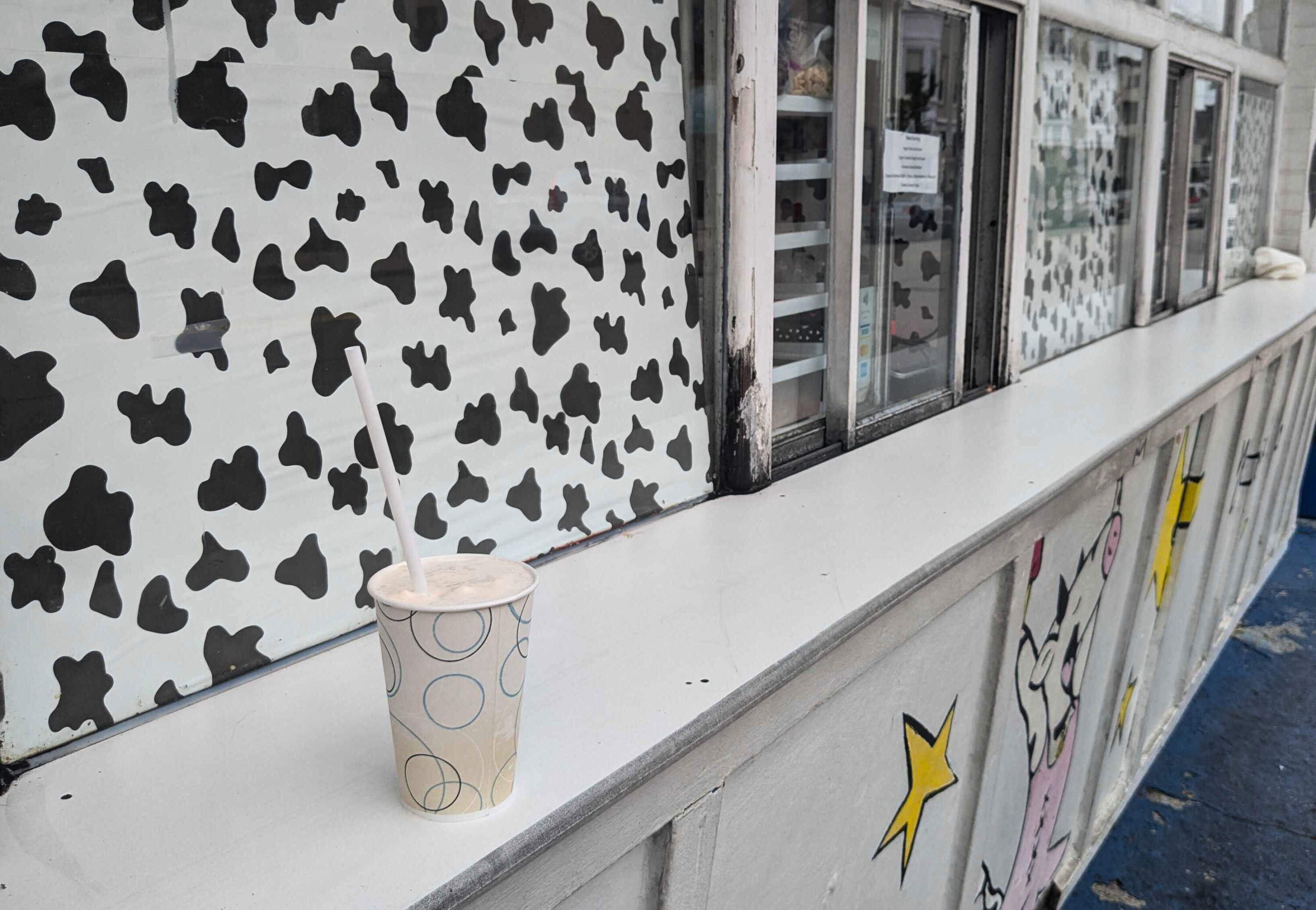 A frappe on the counter at Dairy Delight ice cream shop in Malden. (Hanna Ali/WBUR)