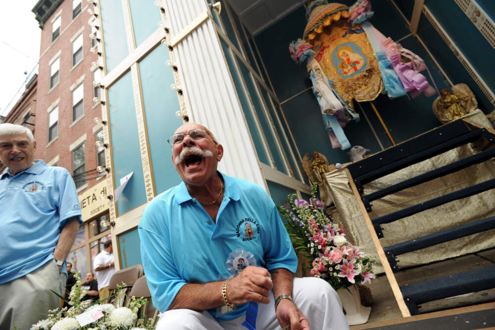 Michael Manfra announces the start of the Feast of the The Madonna Della Cava throughout the North End in 2015. (Faith Ninivaggi/Boston Herald via Getty Images)