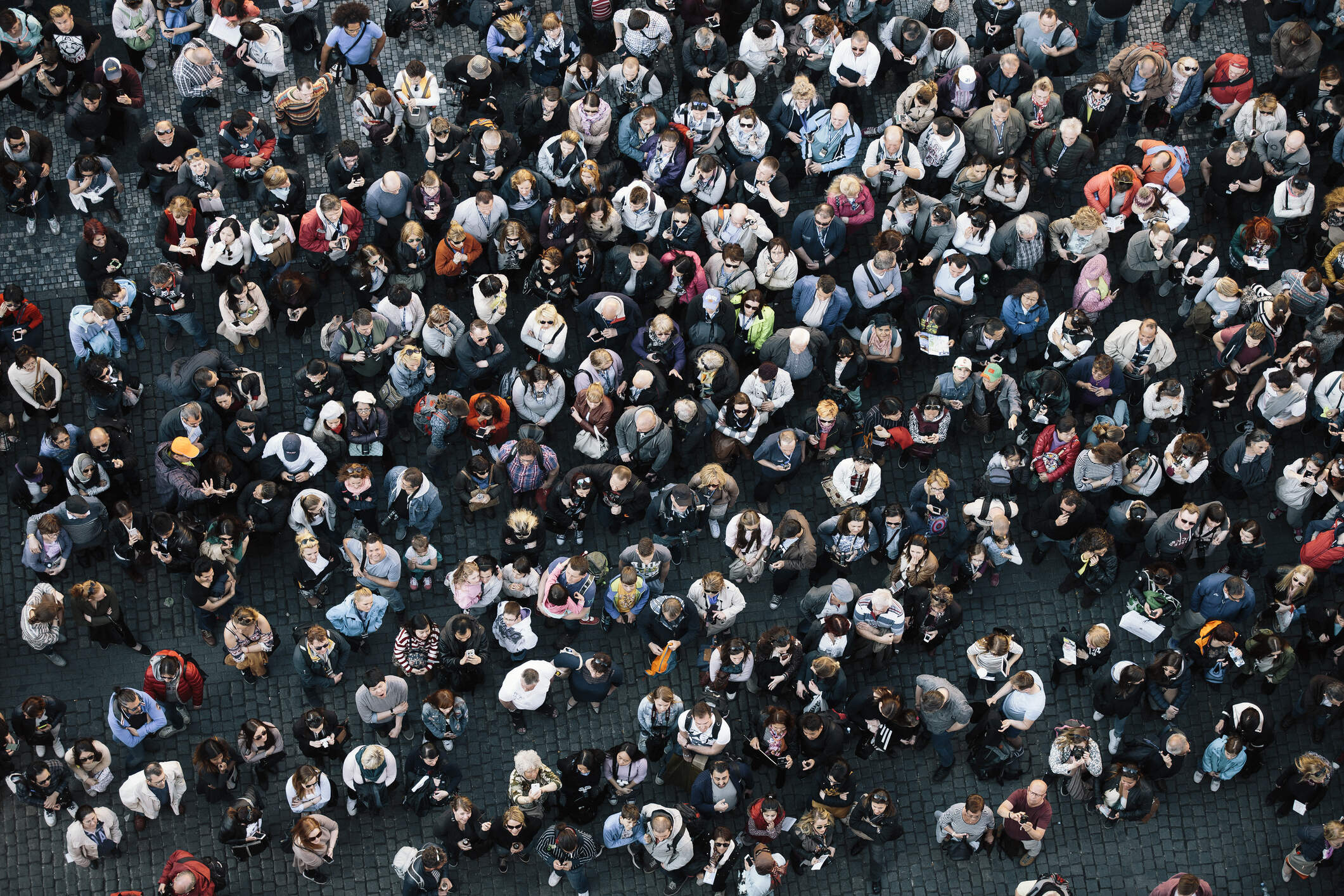 High angle view of a crowded square. (Getty Images)