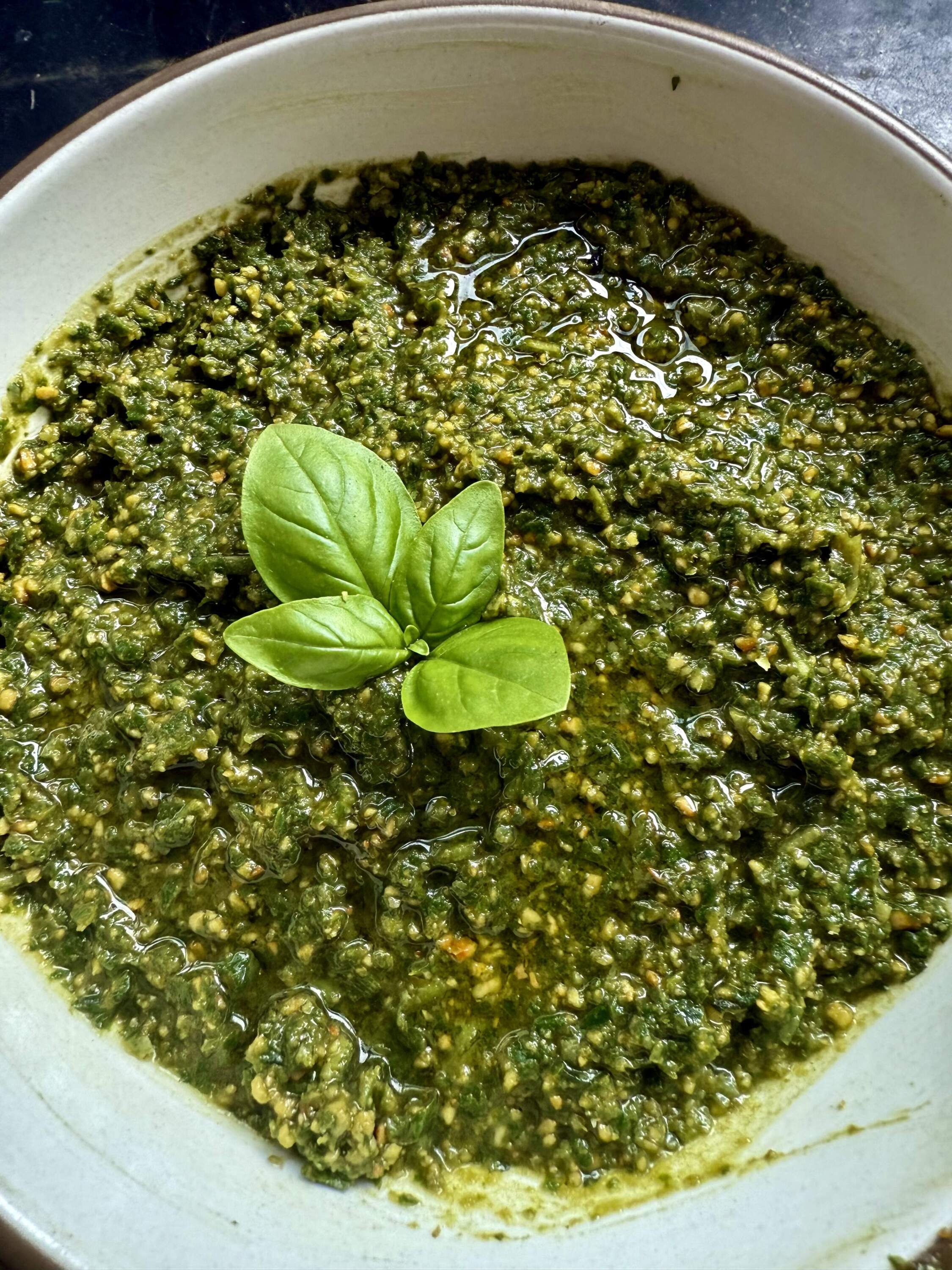 Basil pesto. (Kathy Gunst/Here &amp; Now)
