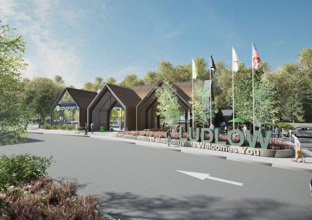 A rendering of Applegreen's proposed concept for the redesign Mass. Pike rest stop in Ludlow. (MassDOT)