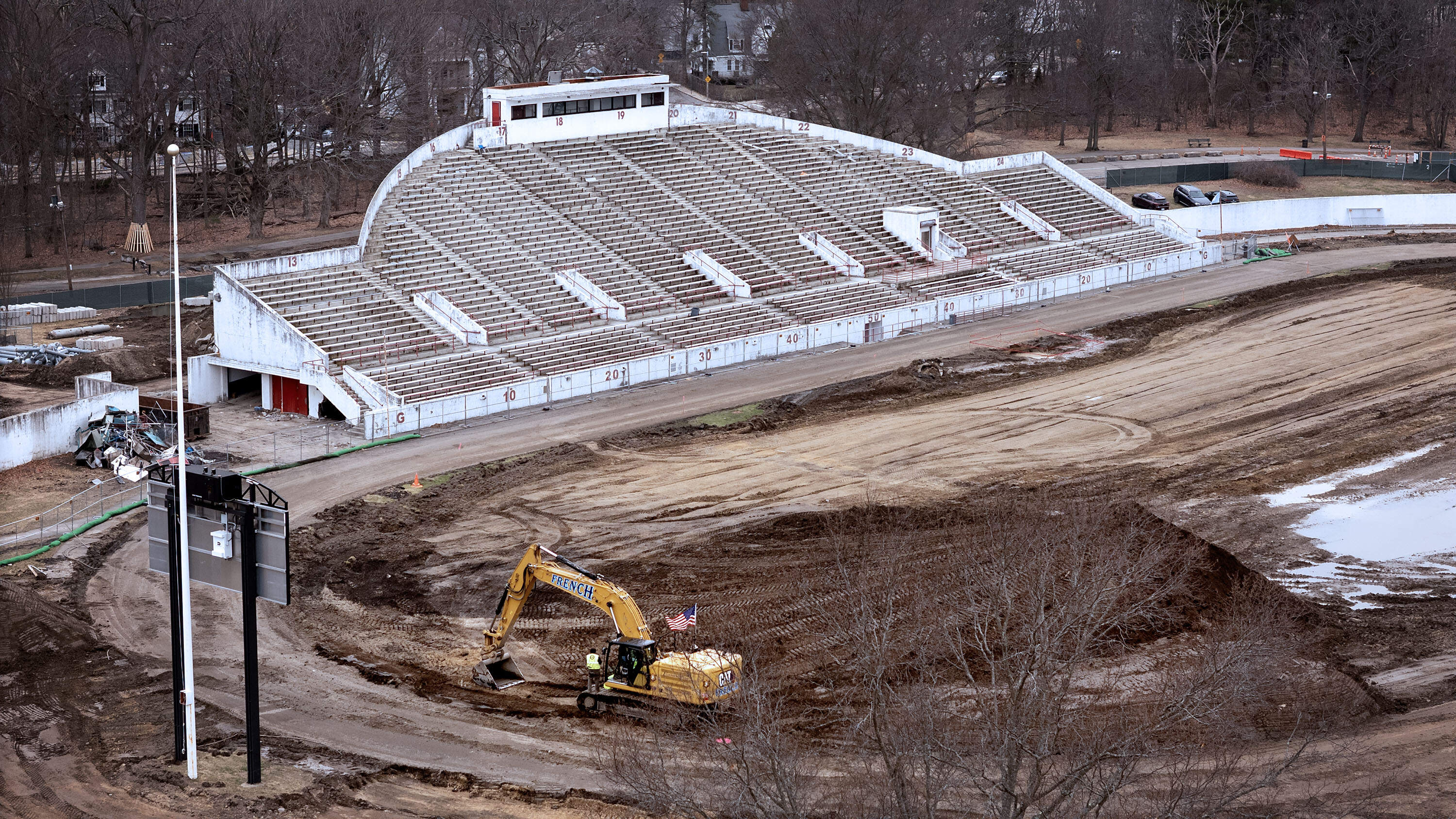 White Stadium demolition underway in March. (Robin Lubbock/WBUR)