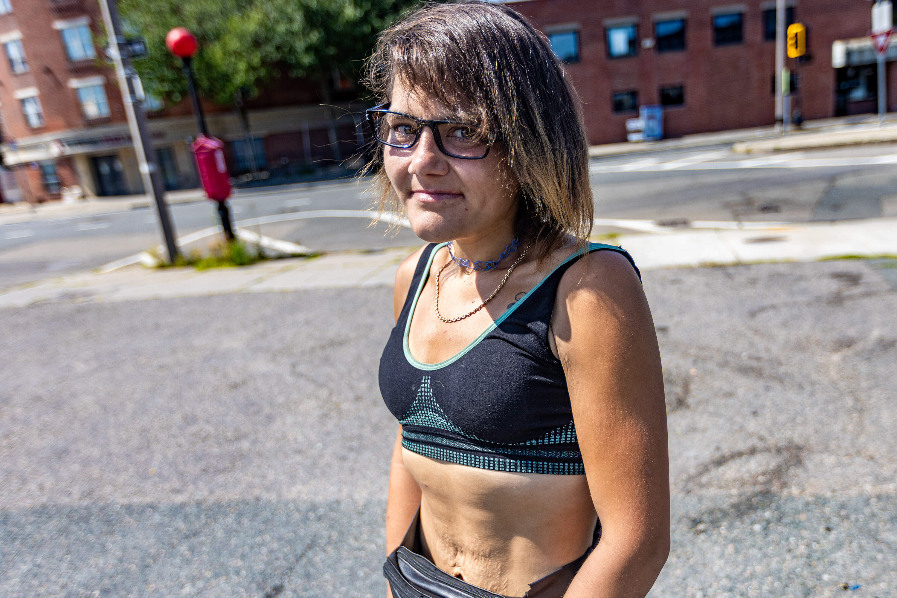 Kianna Pearson in the Mass. and Cass area. (Jesse Costa/WBUR)