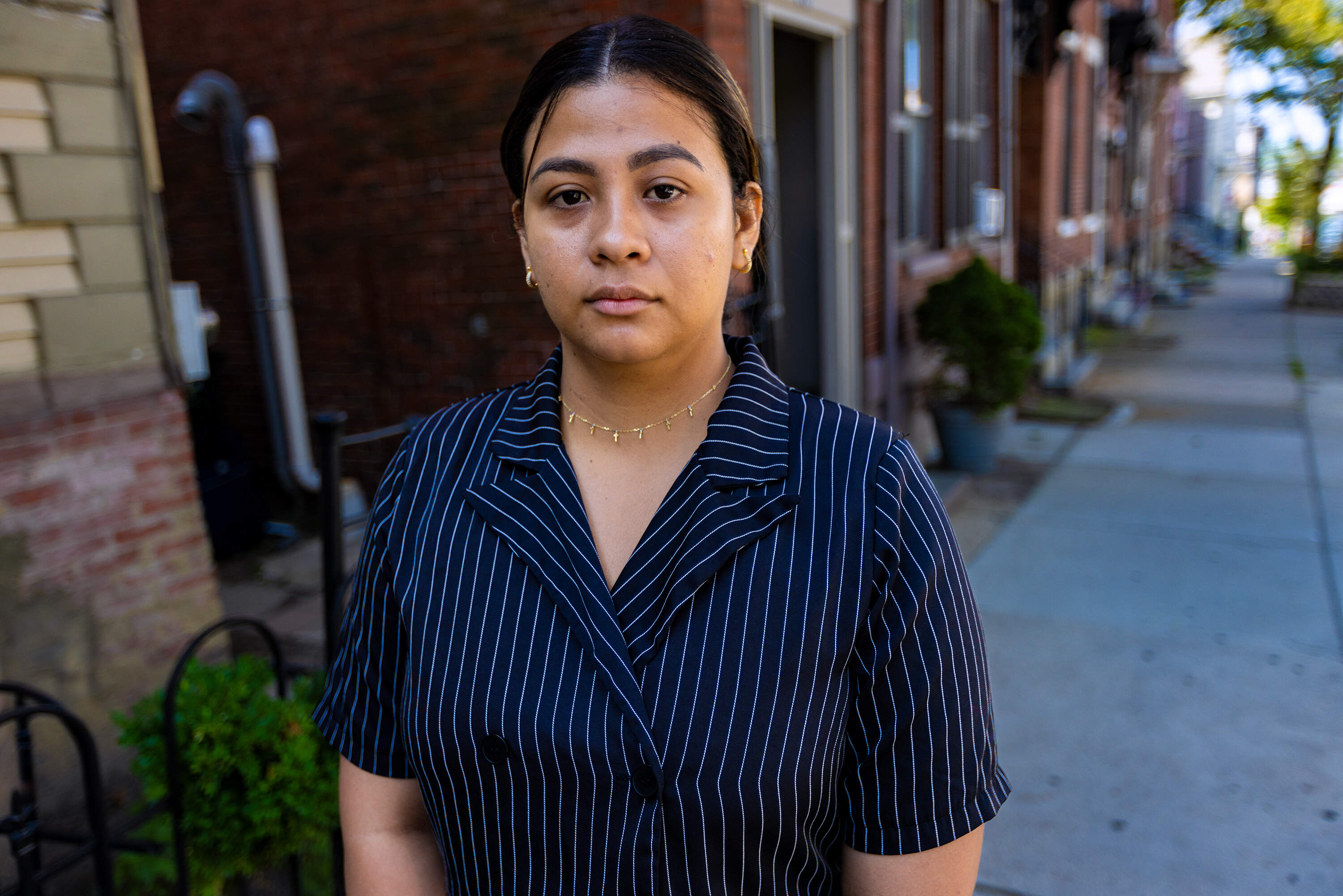 Daysi Rocha Cruz poses for a photograph in East Boston. (Jesse Costa/WBUR)