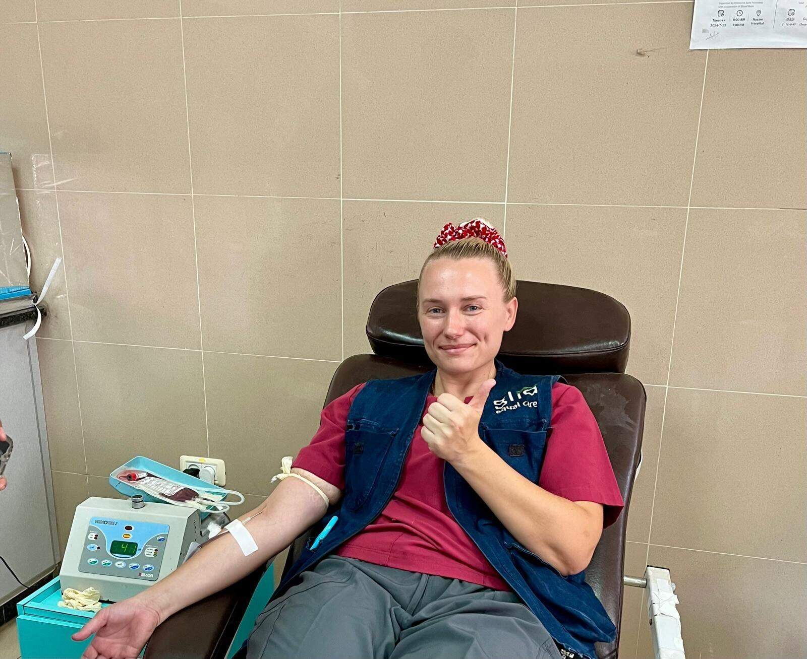 Anneliese Stephenson-Wenn donating blood due to a severe shortage. (Courtesy of Anneliese Stephenson-Wenn)