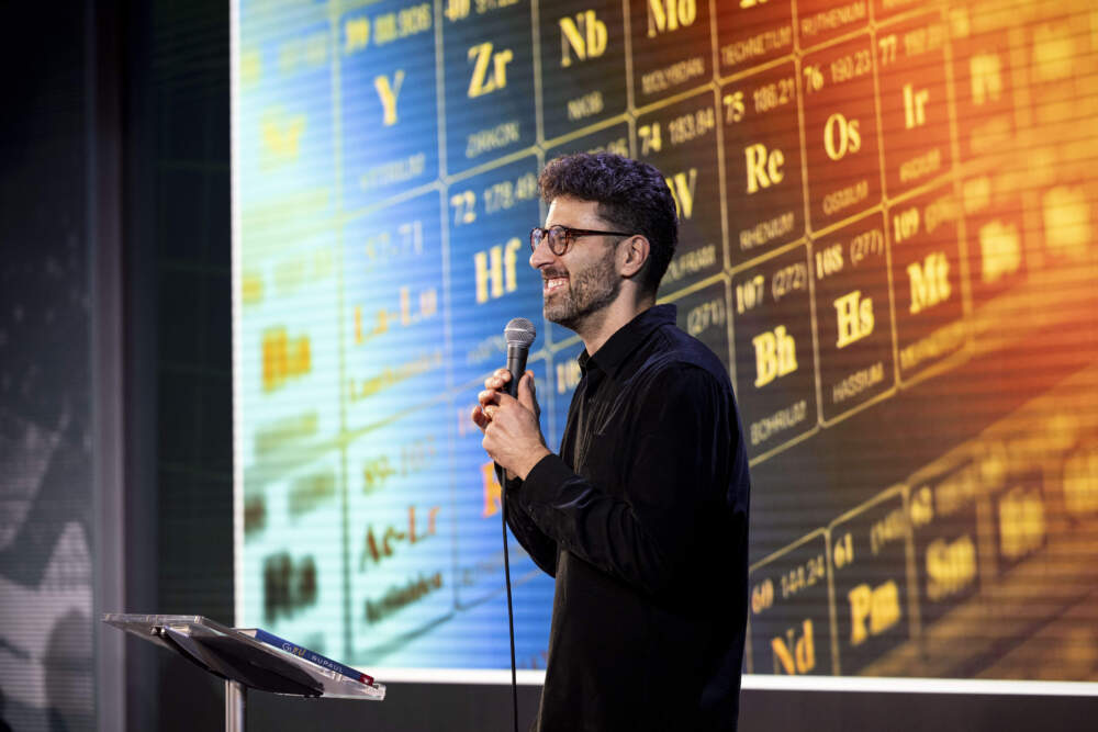 Zach Sherwin, host of the The Crossword Show, will return to CitySpace to debut a new puzzle in December. (Billie Weiss/Bolt Creative Group For WBUR)