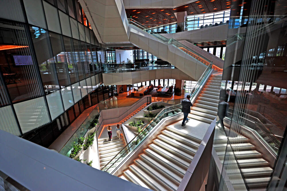 A interior view of the Moderna headquarters outside Kendall Square.