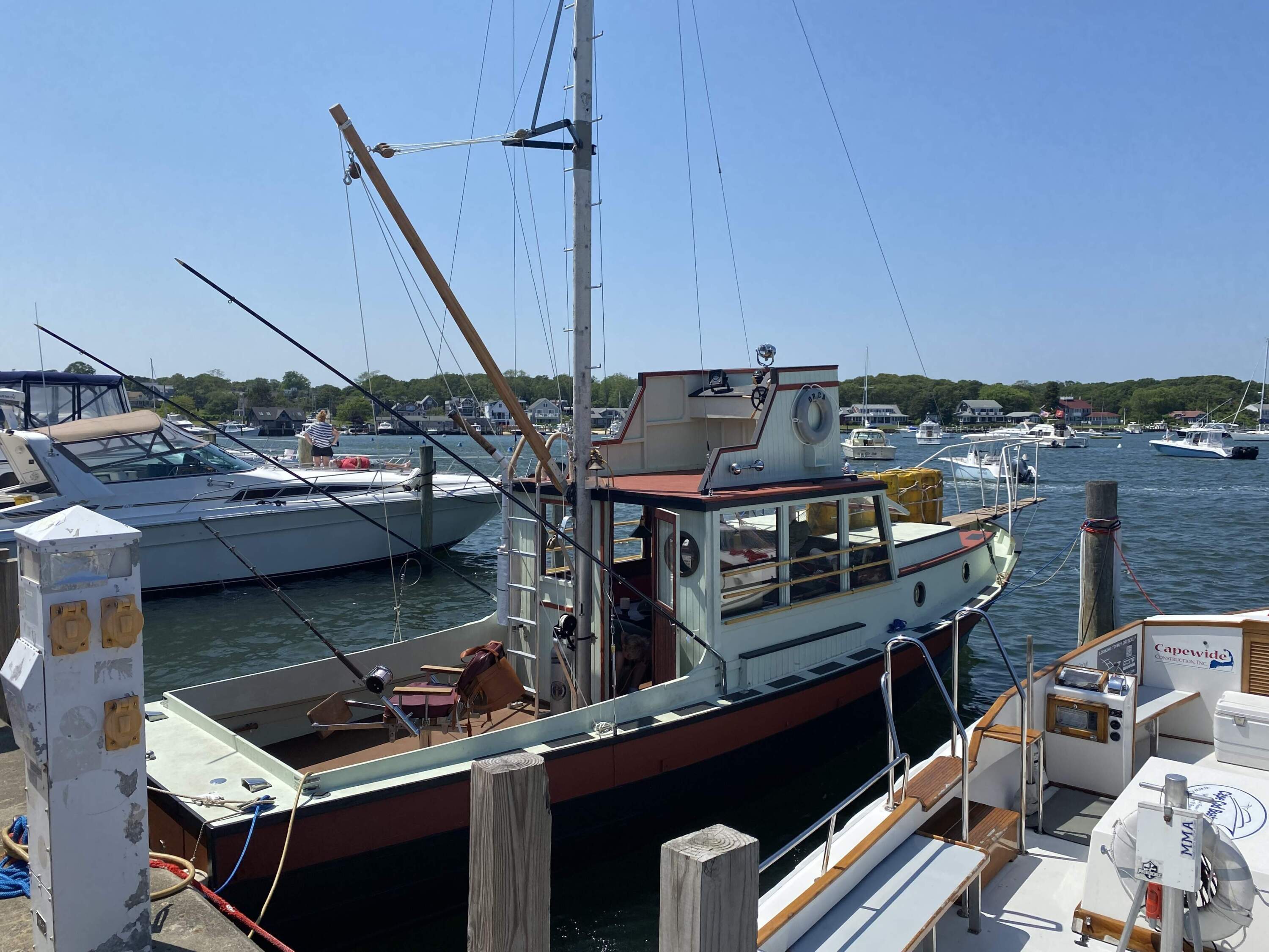 Fan Mike Sterling built a replica of the Orca. He watched and paused "Jaws" countless times to study the boat so he could get every prop just right. (Andrea Shea/WBUR)