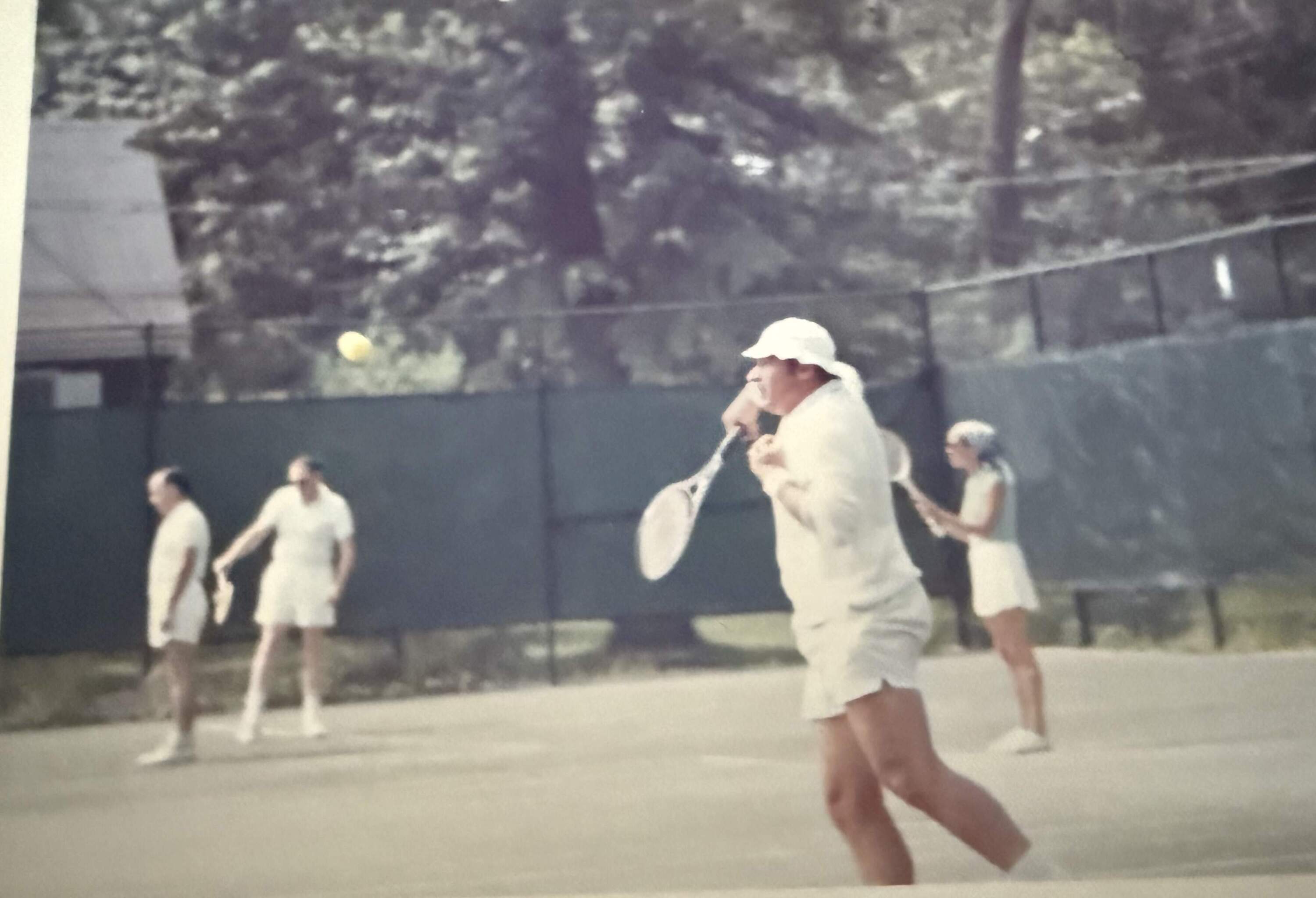 The author's father, Lee Gunst, on the tennis court. (Courtesy Kathy Gunst)