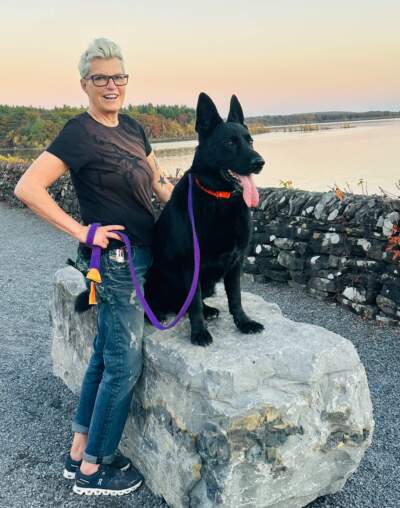 Monica Nation, Pierson's wife, with their dog Loki. (Courtesy Kate Pierson)