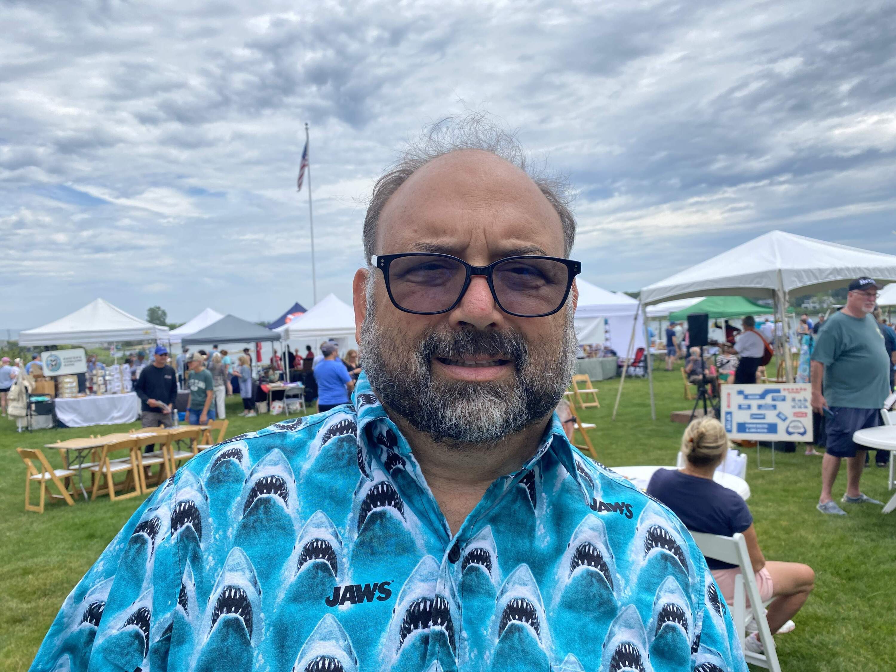 Michael Smith is a film critic and co-creator of Let’s Talk Jaws Live, a weekly YouTube discussion show and Facebook community for superfans and collectors. (Andrea Shea/WBUR)