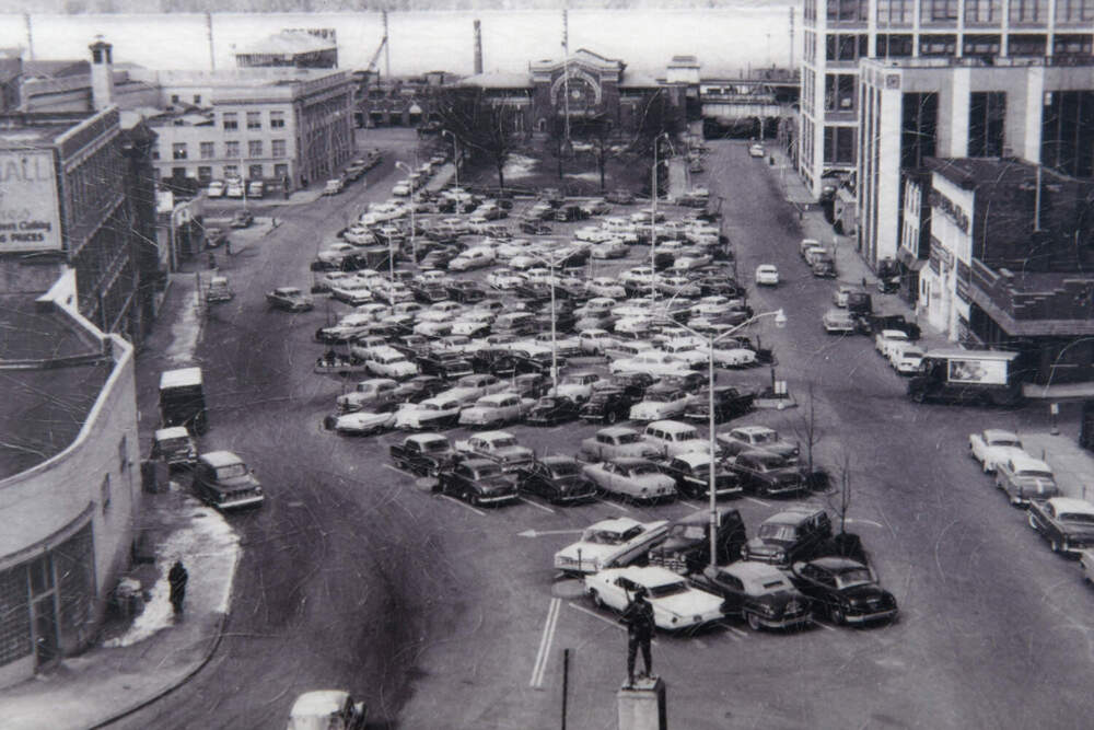 The old Larkin Plaza, including the parking lot that sat on top of the underground river, was renamed Van Der Donck Park. (Courtesy Groundwork Hudson Valley)